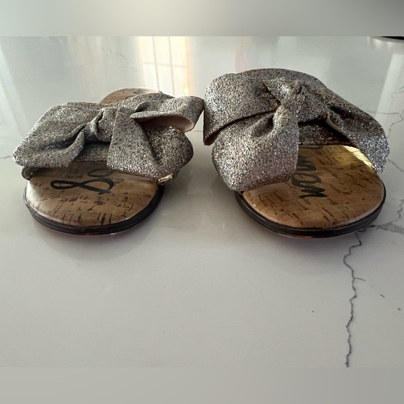 Sam Edelman Slip On Glitter Glam Sparkle Bow Gigi Sandals Girls Size 3 - Picture 6 of 8